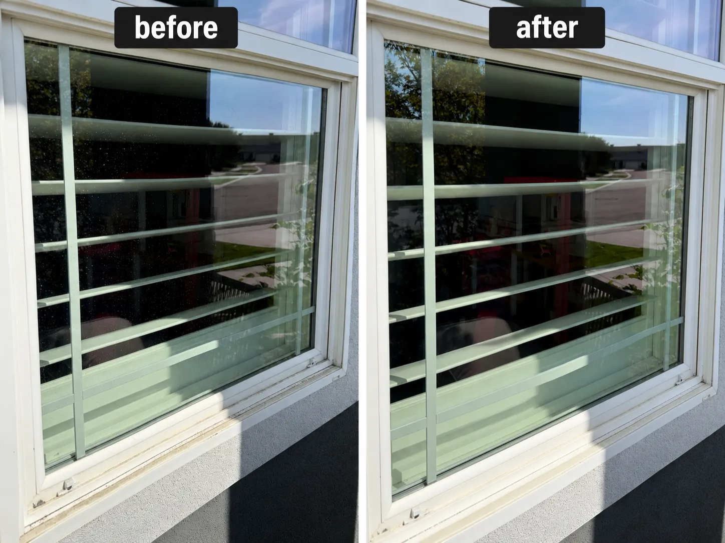 Before and after window cleaning